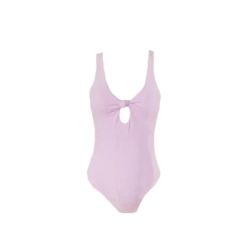 SAMPLE - Terry Cloth Cut Out One Piece Suit -Lilac