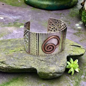 Sterling silver and copper, cuff bracelet