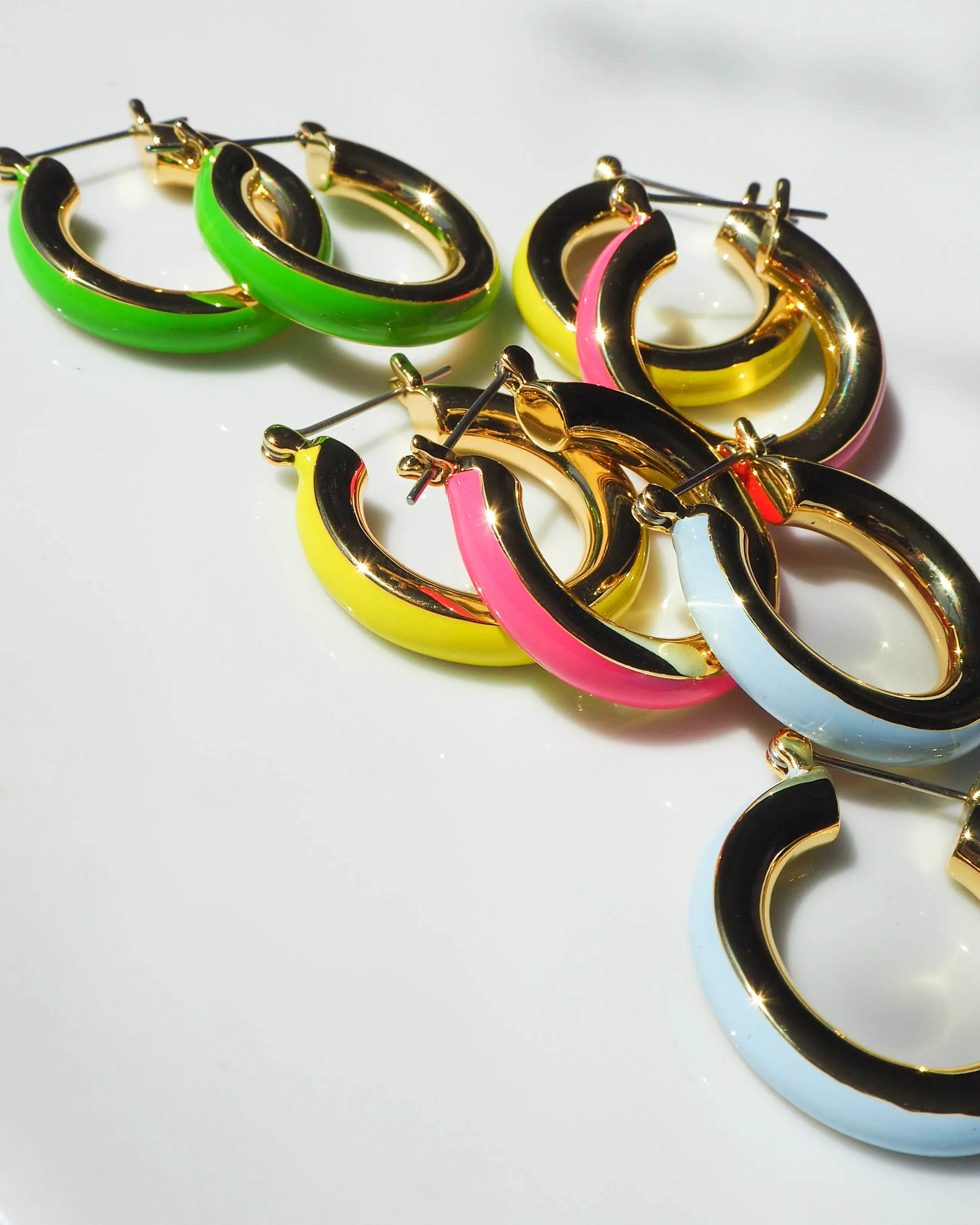 Stripe Baby Amalfi Hoops- Neon Yellow- Gold