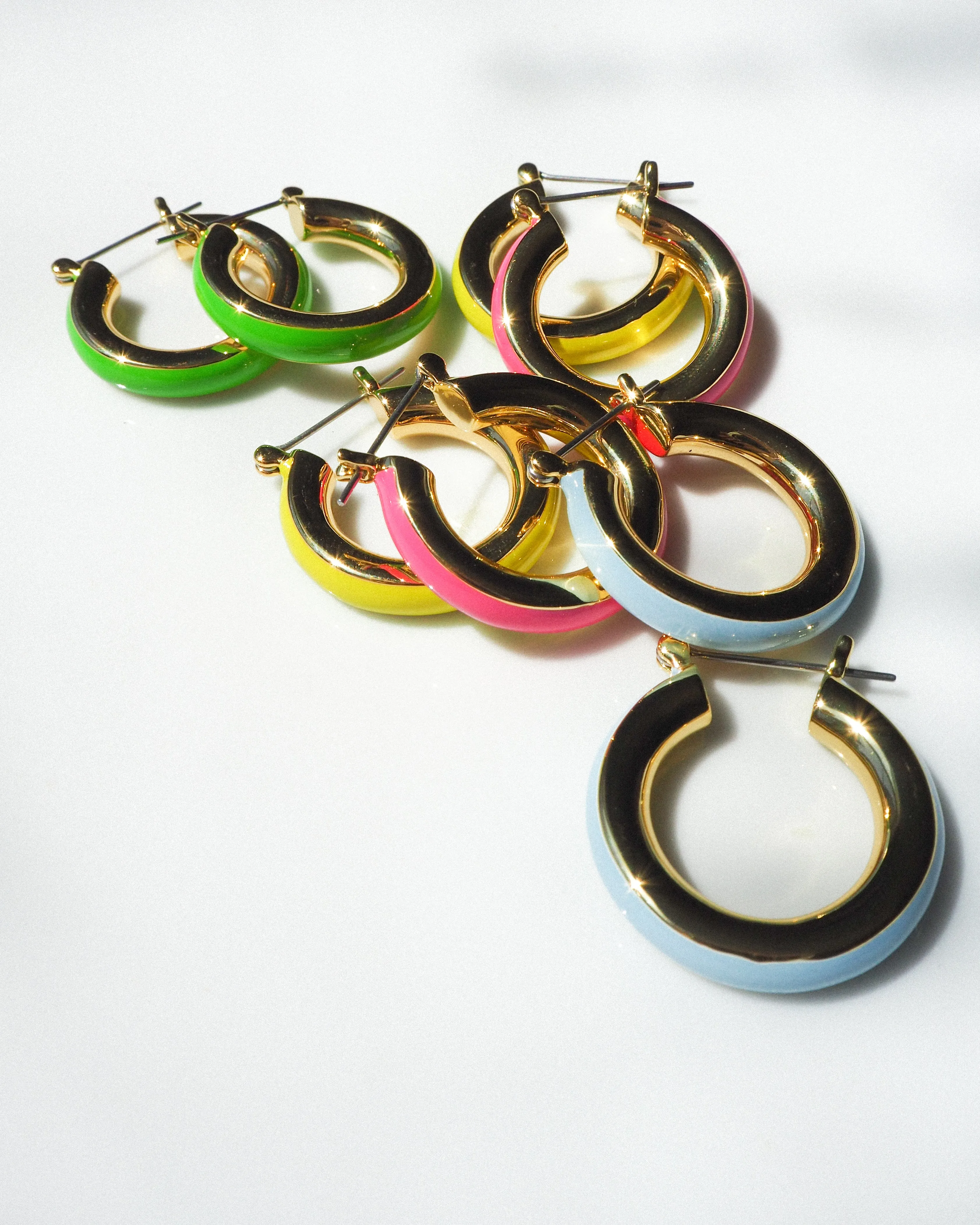 Stripe Baby Amalfi Hoops- Neon Yellow- Gold