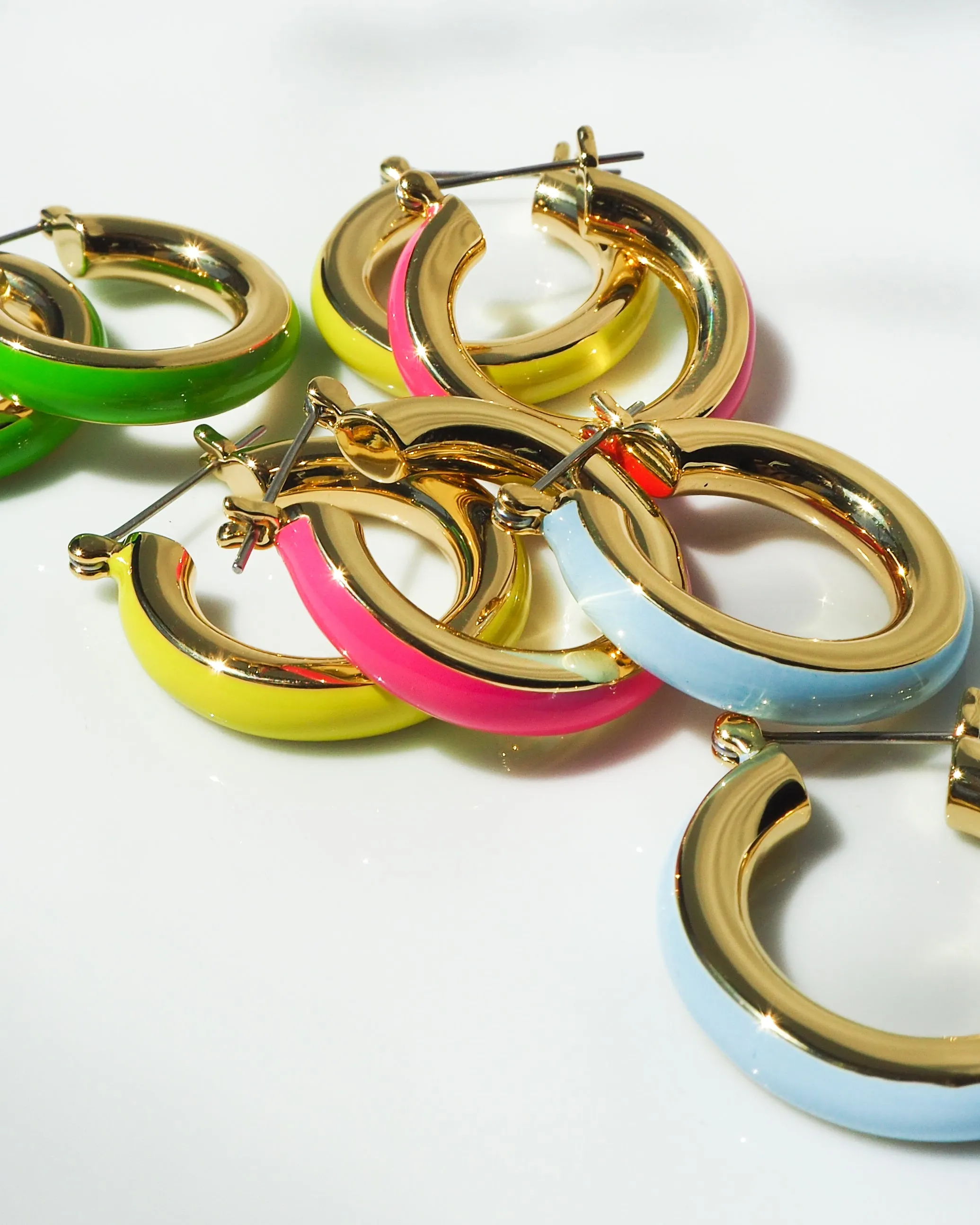 Stripe Baby Amalfi Hoops- Neon Yellow- Gold