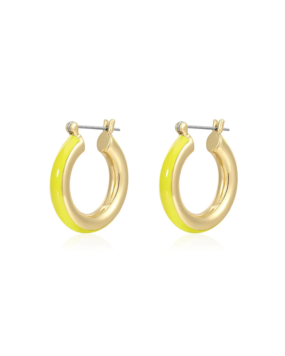 Stripe Baby Amalfi Hoops- Neon Yellow- Gold