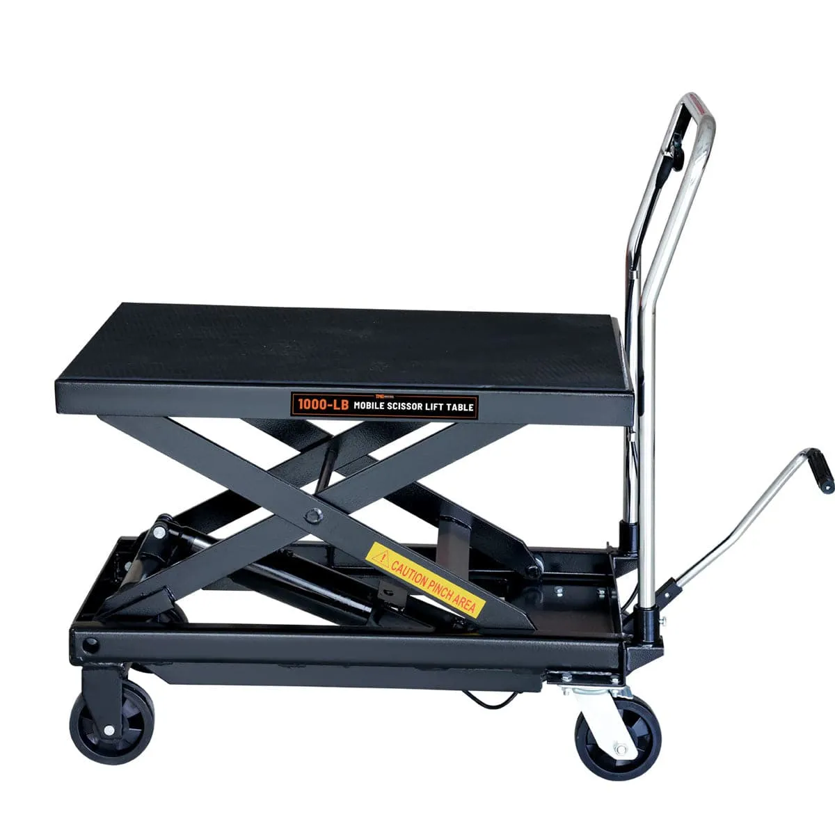 TMG Industrial 1100-lb Mobile Scissor Lift Table, 34” Lifting Height, Foot Pedal Operation, Rubber Padded Tabletop, TMG-ALS05