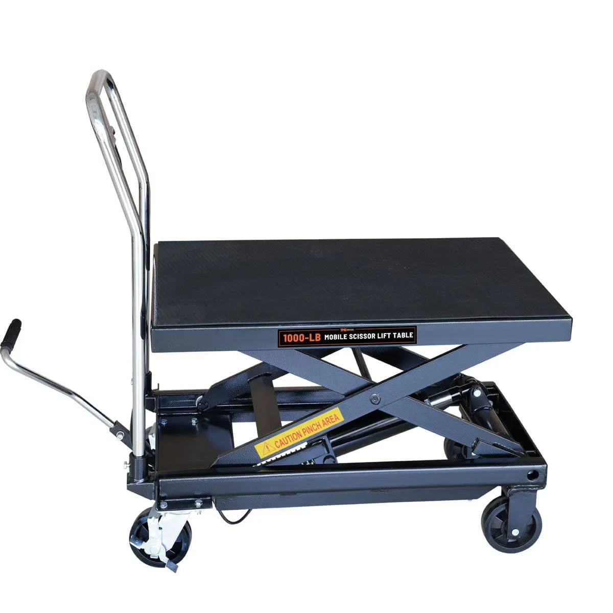 TMG Industrial 1100-lb Mobile Scissor Lift Table, 34” Lifting Height, Foot Pedal Operation, Rubber Padded Tabletop, TMG-ALS05