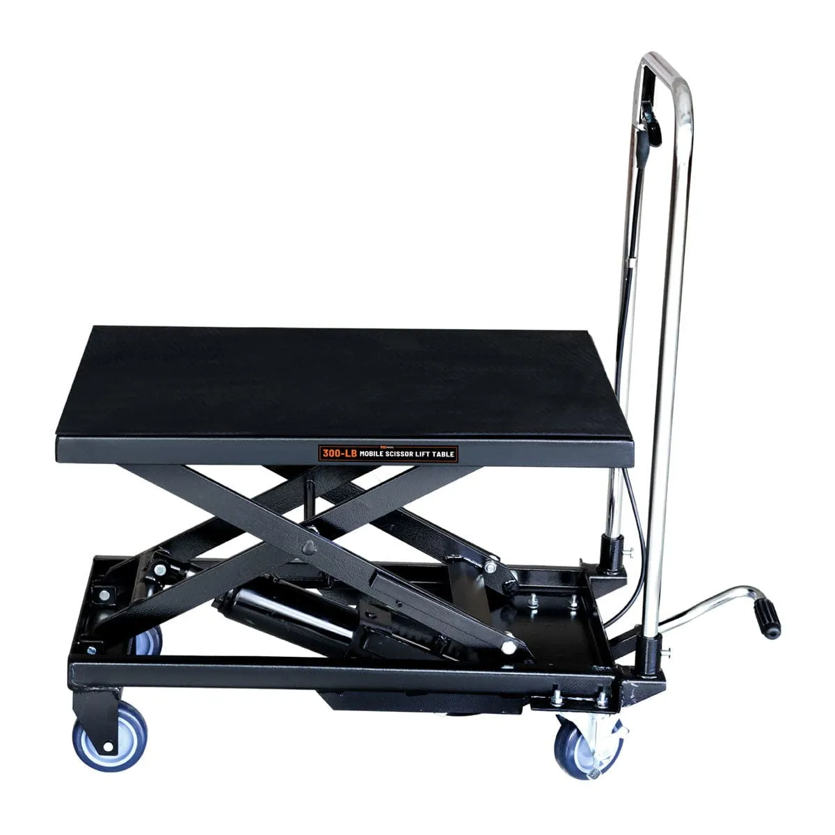 TMG Industrial 330-Lb Mobile Scissor Lift Table, 28” Lifting Height, Foot Pedal Operation, Rubber Padded Tabletop, TMG-ALS01